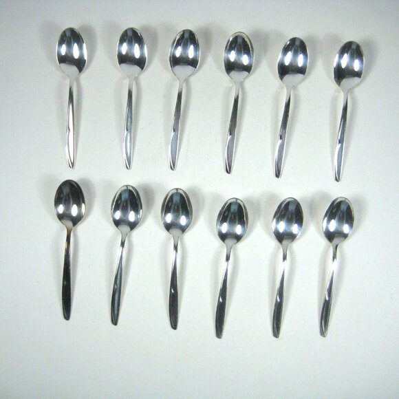 Concept Pattern 1957 Set 12 Silver Plate Teaspoons Spoons Vintage Flatware - Picture 1 of 9